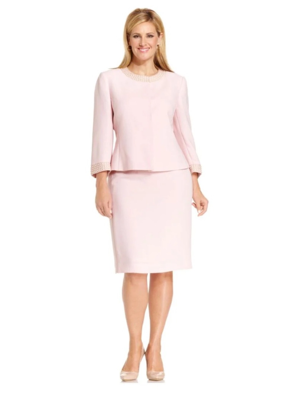 NWT TAHARI Elegant Light Pink Women's jacket and skirt